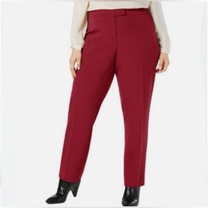 Anne Klein Vibrant Red Women's Fly Front Tab Bowie Dress Pants Size 12